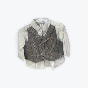 Preloved Little Lad Button-Down Long Sleeve Vest - Size 6/9 Months